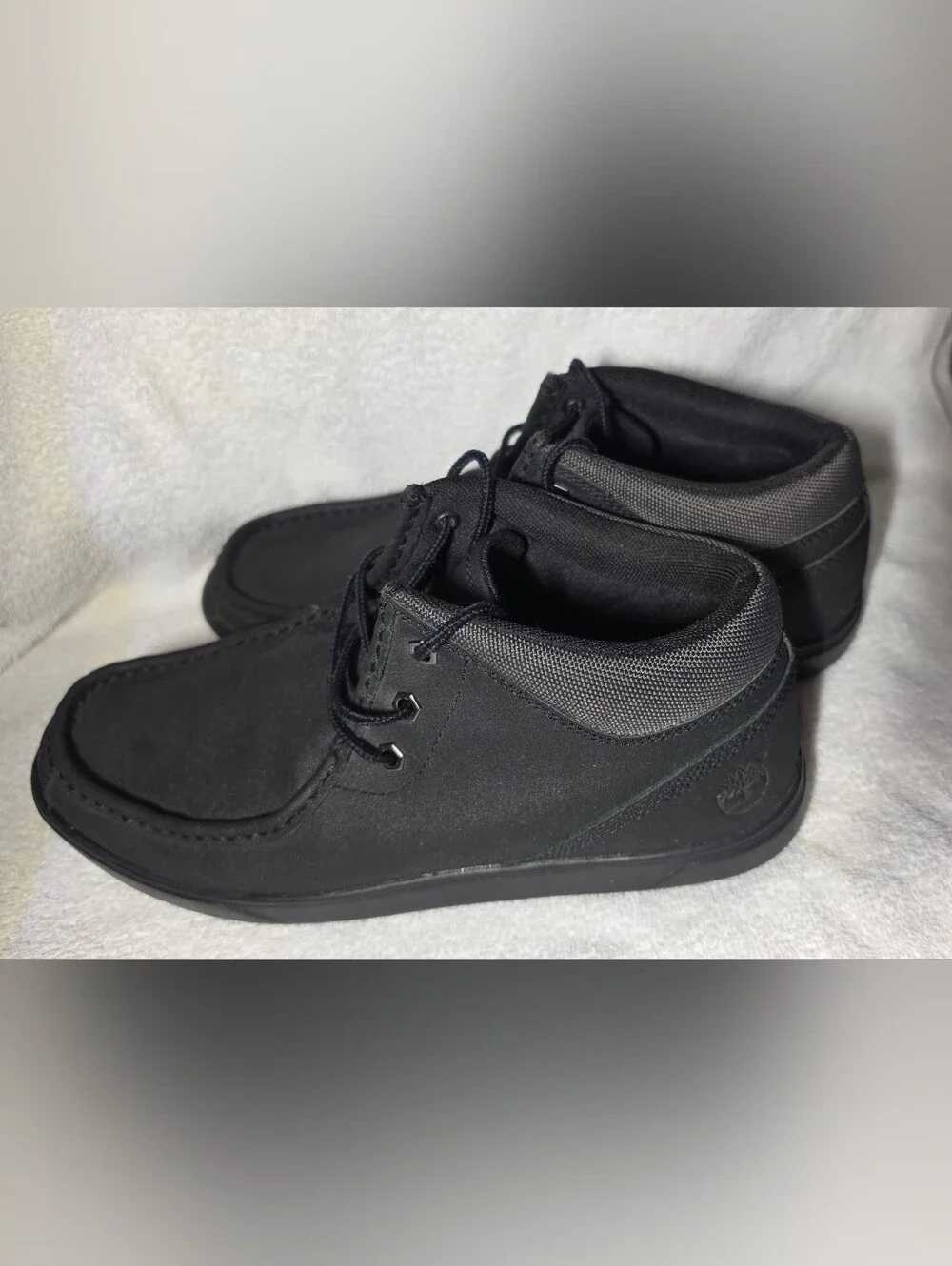 Timberland Black Leather Moc Toe Chukka Boots